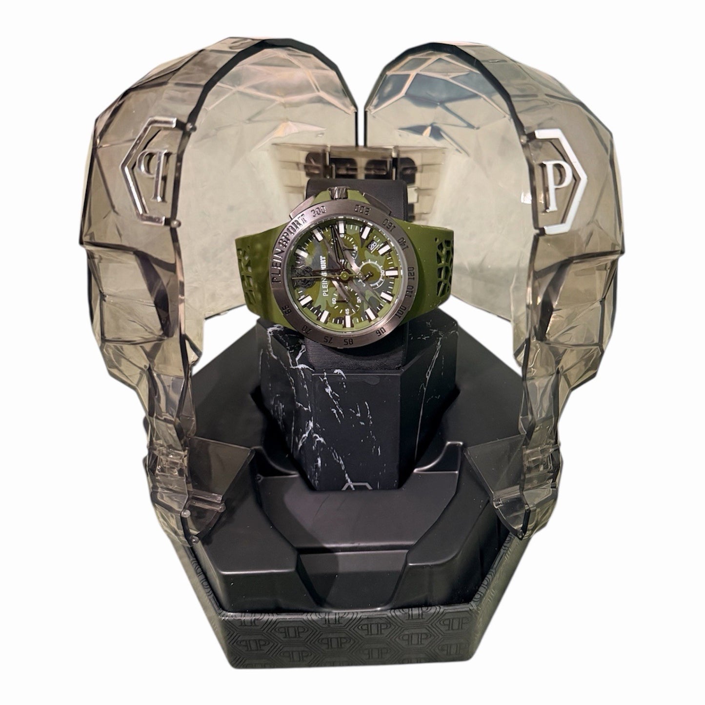 Philipp Plein Sport Green Watch with Skull Box – Used Once – Excellent Condition
